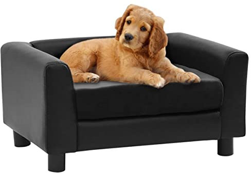 vidaXL Hundesofa Schwarz 60x43x30 cm Plüsch und Kunstleder