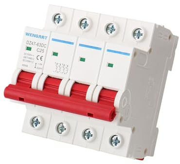 Wengart DC Leitungsschutzschalter 4-polig, 25A 1000V DC, Sicherungsautomat für Photovoltaik-Strings & Hochvolt-Solaranlagen, DC Trennschalter zur Hutschienenmontage, DZ47-63Z