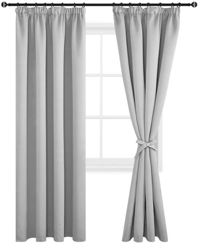 DWCN, Tende oscuranti per camera da letto – Tende oscuranti plissettate, isolate termicamente, per soggiorno, 117 x 228 cm, grigio argento, 2 pannelli