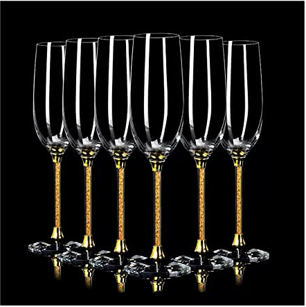 BinOxy Coupe a Champagne 230 ml lumière luxe Champagne coupe ménage haut de gamme flûte à Champagne ensemble cristal verre Champagne coupe 6 pièces Verres à Champagne (Color : C)
