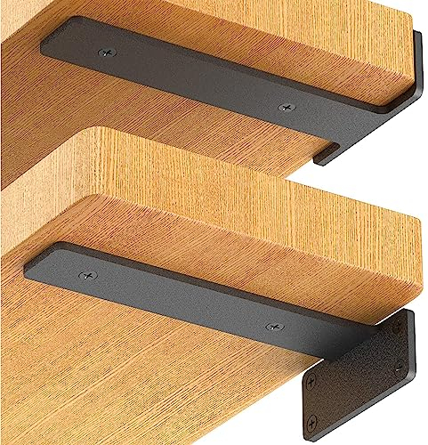 Regalhalterung Schwarz,6 Stück Regalwinkel,90 Grad Regalträger Metall Winkelklammern 6 Zoll,Schwerlastwinkel,Schwerlastträger Wandhalterung Stabile Eckwinkel mit Schrauben & Dübel für Wand Montiert