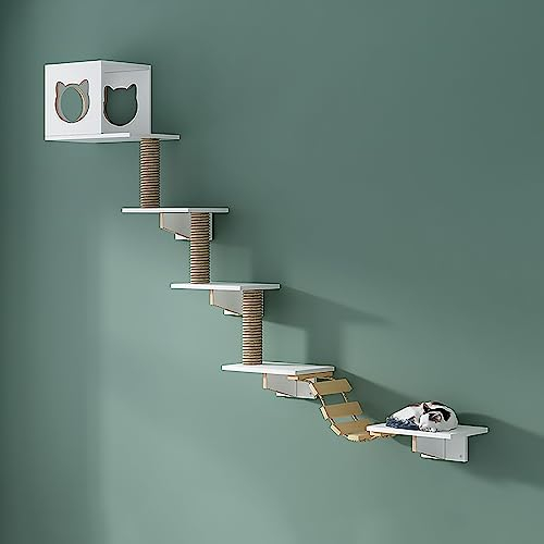 Massivholz-Katzen Kratzmöbel, Katzen Kletterwand Set, Katzenwandparkour, Katze Wandelement, Katzen-Wandregale zum Schlafen, Spielen und Klettern Von Katzen (Size : Package2)
