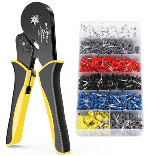 Crimpzangen Aderendhülsen Set, Sechskant Aderendhülsenzange mit 1200 stück Aderendhülsen Tool Kit (0,08-16 mm²) für Heimwerker und Hausgebrauch