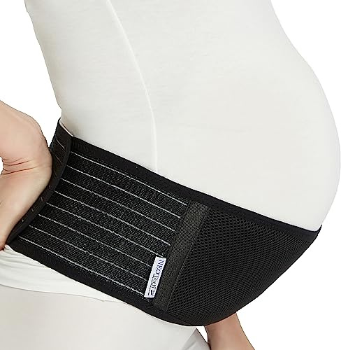 NEOtech Care - Fascia Maternità Regolabile - Fascia per Pancione, Fascia Premaman, Supporto per la Pancia in Gravidanza, Leggera e Traspirante per Donne Incinte (Nera, Taglia regolare)
