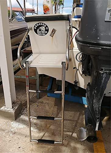 Klappbar Boot Poolleiter 3-stufige Faltbare Einstiegsleiter Aus Edelstahl Mit Rutschfestem Pedal, Sichere Anlegeleiter, Universelle Pontonleiter For Hohe Beanspruchung, 150 Kg/330 Lbs Tragfähigkeit