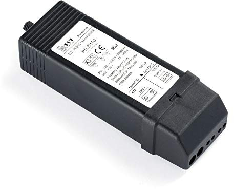 Elektronischer Trafo, Transformator, Halogen, TCI PD.2/150, für Halogenlampen, 75-150 Watt, 12 Volt, schwarz, dimmbar