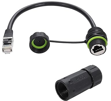 PENGLIN 2 Stück M20 RJ45 IP68 CAT6 Wasserdichter Netzwerkstecker mit Kabel | Stecker zu Buchse Cat6 Ethernet LAN Kabelkoppler, RJ45 CAT6 Abgeschirmter Ethernet