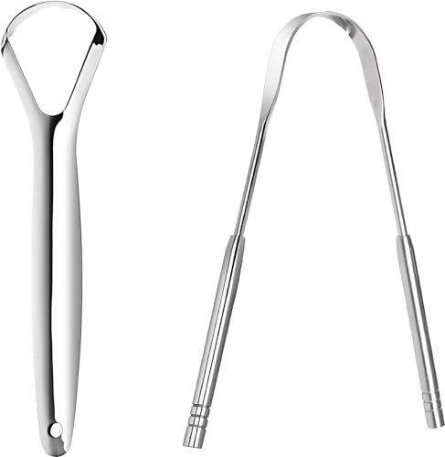 Tongue Scraper 2 -Tongue Scraper Metal Stainless Steel Tongue Scrapers for Adults Restore Fresh Breath Improve Taste and Oral Health with Our Tongue Cleaners Suitable for Men & Women Personal Hygiene