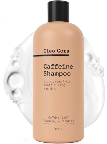 Cleo Cora Caffeine Shampoo for Women & Men - Hair Growth Shampoo Enriched with Rosemary Oil, Biotin, Argan Oil - Natural Anti Hair Loss for All Hair Types (250 ml)