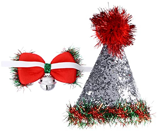 Supvox Haustiermütze Mit Glöckchen Haustierfliege Für Weihnachten Haustierkostüm Aus Polyester Weihnachtskostüm Für Hunde Haustierbedarf Mit Festlichem Muster