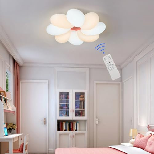 Sedtonmu Kinderlampe Decke, Blumen Deckenlampe, Moderne Kinderzimmer Lampe Decke, 48W Kreative Deckenlampe Kinderzimmer Dimmbar Für Kindergarten Schlafzimmer,B
