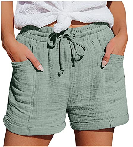Uwdiohq Sale Angebote Damen Lässige Shorts Elastische Outdoor Damen Sporthose Taschen Mode Leichte Leinen Kurze Weite Bein Kurzhose Jorts Elegant Sommer Meine Bestellungen Sale