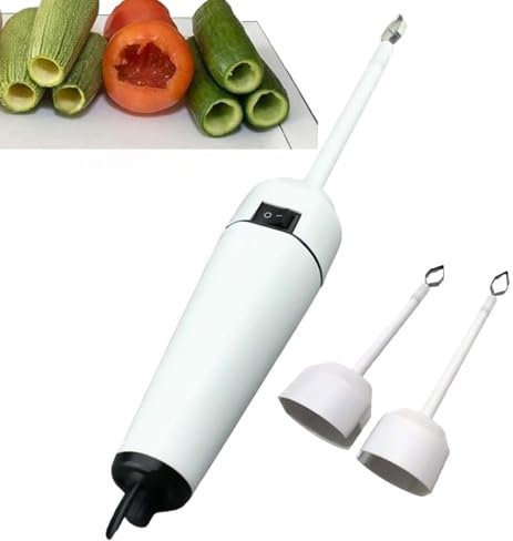 Elektrischer Gemüseentkerner, Handgeführter Zucchini-Entkerner, Multifunktionaler Obstentkerner und Gemüseentkerner mit 2 Köpfen, Einstellbare Geschwindigkeit, Schuppenschaber, Obstkernentferner