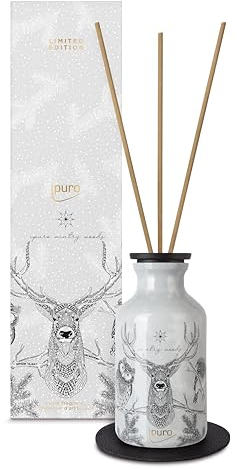 ipuro Wintry Woods Raumduft 240ml - Limitierte Edition Winterduft Zedernholz & Eichenmoos - Holziger Raumerfrischer für eine beruhigende Atmosphäre im Winter - Lufterfrischer - Diffuser mit Stäbchen