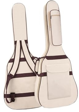 perfeclan Gitarren-Staubschutzhülle, Gitarrenkoffer-Rucksack mit Tragegriff, wasserdicht, gepolstert, weiche Hülle für 40-41 Zoll E-Gitarren, Beige