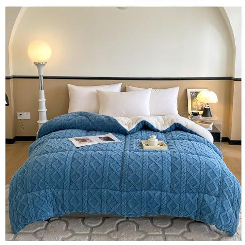 DATOUJL Extra große Kaschmir-Decke, Lammwollgewebe Winter-Doppeldecke, superweiche und luxuriöse, verdickte, Flauschige, warme Decke, doppelseitige Mikrofaser-Decke (Blau,200x230 cm(5kg))