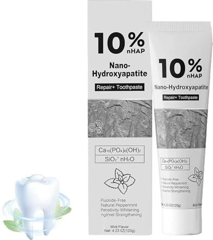 Dentifricio idrossiapatite al 10%,Hydroxyapatite Toothpaste,Protezione dello smalto dei denti e rafforzamento dei denti,Riparazione dello smalto senza fluoruro e sollievo della sensibilità dei denti
