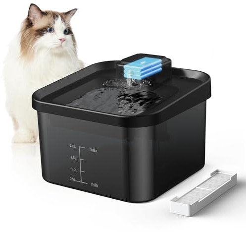 EVARY Fuente para Gatos 2L, Bebedero 4000mAh con Sensor Infrarrojo, Funcionamiento Silencioso e Inalámbrico sin Electricidad
