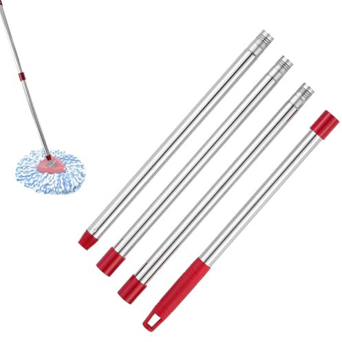 AMONENZ 4 Sezioni Bastone per Pulizia, Acciaio Inox Manico Telescopico per Scopa, con Maniglia in PP Manico Scopa Allungabile, per Casa, Autolavaggio, Hotel