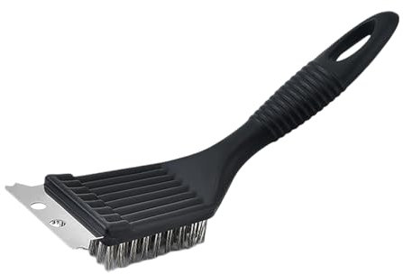 Petites brosses de nettoyage en fil métallique avec poignée pour barbecue - Brosse à vaisselle d'extérieur (noir, 21,2 x 7,15 x 3 cm)