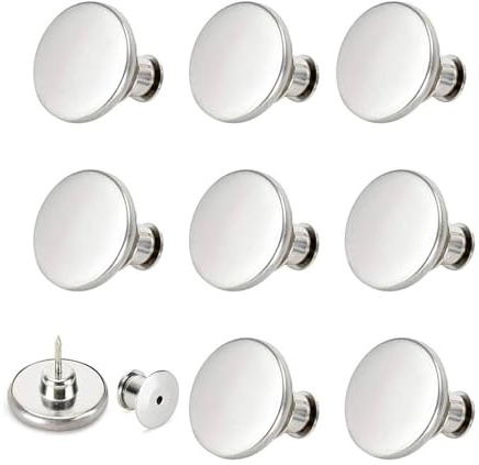 Dreamil Botones para vaqueros sin coser, 12 unidades ajustables para pantalones, botones de repuesto de 17 mm, botones para manualidades, botones para pantalones vaqueros para ampliar o reducir el