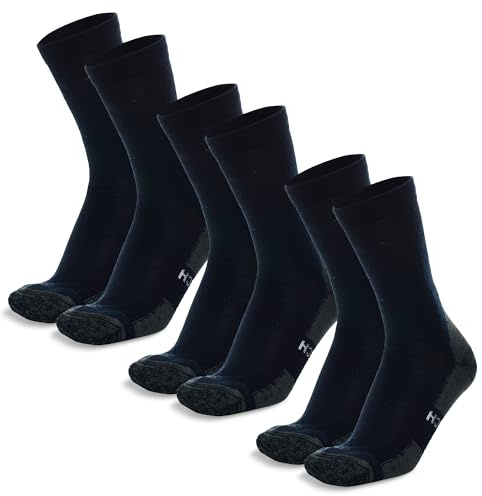 Merino.tech Chaussette Laine Merinos Homme et Femme - Randonnée Chaussette Merinos Style D'équipage (Navy Pack of 3, 43-47)