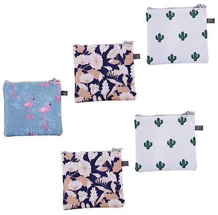 SHERCHPRY 5stücke Menstruationstasche Für Damen Aus Polyester Mit Reißverschluss Aufbewahrungsbeutel Für Damenbinden Schlüssel Und Kleinigkeiten Niedliches Tiermotivdesign Praktisch Und Hand
