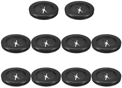 M METERXITY 10-Pack Rubber Grommets for Wiring 50mm Desk Grommet Black | Double-Sided Flexible Cable Cord Cover, Desk Hole Protection for Cables, Wires, Petal-Shaped
