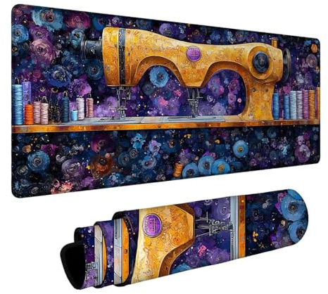 Musmatta, symaskin, musmatta XXL, 700 x 300 x 3 mm, musmatta, halkfri, gummibas, skrivbordsunderlägg för kontor, gaming, musmatta, abstrakt för PC speltangentbord, trådlös bärbar dator, höstdekoration