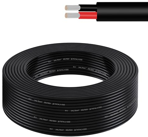 AOHEWEI 5 Meters 2 Core Wire, 2x0.75mm² Flexible Tinned Copper Cable