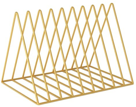ABOOFAN Porte-CD Protège le Bureau des Rayures Structure Simple en Métal Doré Rangement pour Dossiers de Bureau