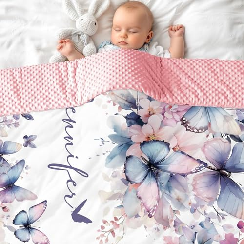 Babydecke mit Name Personalisiert Kuschelige Warme Kinderdecke Individuelle Krabbeldecke doppelseitig Kuscheldecke Geschenk für Mädchen oder Jungen