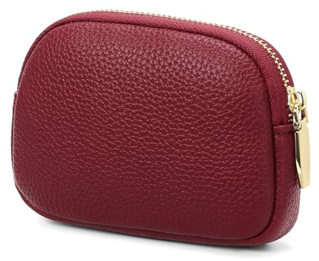 SENDEFN Small Coin Purse Leather Mini Coin Pouch Purses for Women Zipper Change Wallet with Key Ring