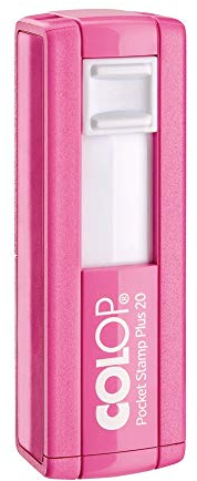 stempel-fabrik – Colop Pocket Stamp Plus 20 PINK Stempel mit Wunschtext personalisieren – selbstfärbender Taschenstempel als Namensstempel, Adressstempel & Co zu verwenden (38 x 14 mm | 4 Zeilen)