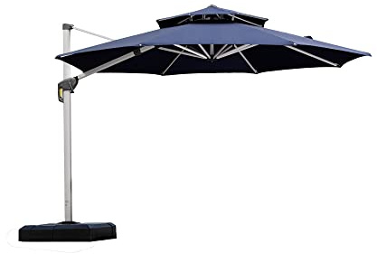 PURPLE LEAF 11 Feet Patio Umbrella Outdoor Round Umbrella Large Cantilever Umbrella Windproof Offset Heavy Duty Sun for Garden Deck Pool Patio, Navy Blue