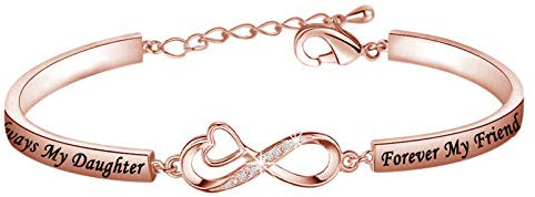 MYSOMY Always My Daughter Forever My Friend Bracelet Gift from Mom Dad (Rose Gold)