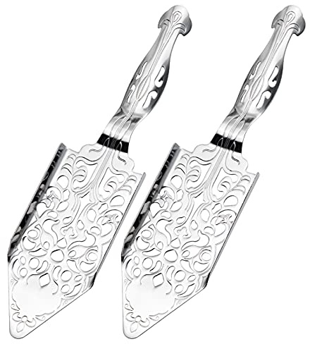 ONLYFU 2Pcs Stainless Steel Absinthe Fountain Spoon, Vintage Wormwood Cocktail Dripper, Bar Glass Strainer, Hollowed Out Square Sugar Dripper, Ice Cube Mesh Filter Strainer Spoon (Silver)
