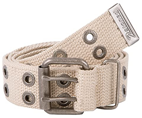 2Stoned Nietengürtel Stoffgürtel 4cm mit Dornschließe in Beige 105 cm lang für Erwachsene und Kinder