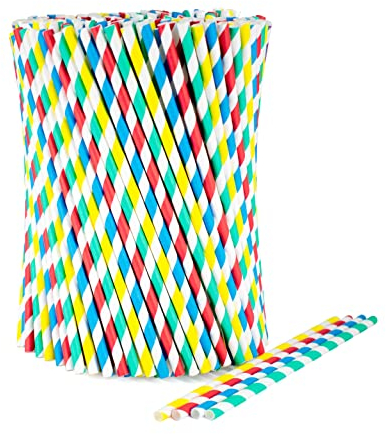 wisefood Cannucce di carta, 100 pezzi, cannucce colorate, Ø 6 mm x 20 cm, prive di PLA/PE, cannucce monouso biodegradabili in robusta carta kraft