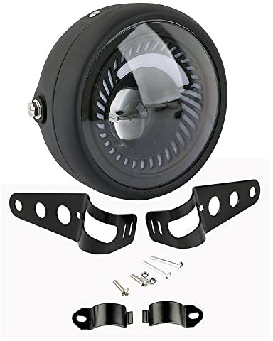 TOTMOX - Faro a LED per moto, 12 V, impermeabile, 16,5 cm, per motocicletta e scooter, pickup off-road Harley Davidson, staffa laterale a spirale per montaggio a testa