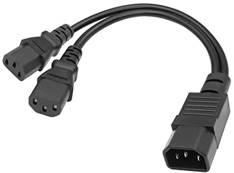 C14 auf C13 Y-Splitter YACSEJAO 10A/250V IEC 320 C14 auf 2 C13 1 auf 2 Verlängerungsadapterkabel (1FT/30CM)