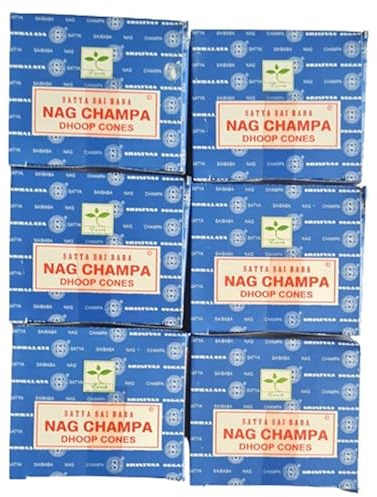 6 Cajas de Incienso en Cono Nag Champa 72 Conos Satya Cones Azul