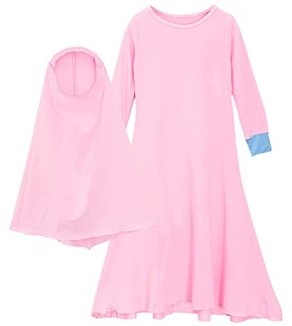 DABASHAN Mädchen Gebetskleidung Kinder Langes Maxikleid Muslim Kleider Einfarbig Mädchen Zweiteilige Kleider