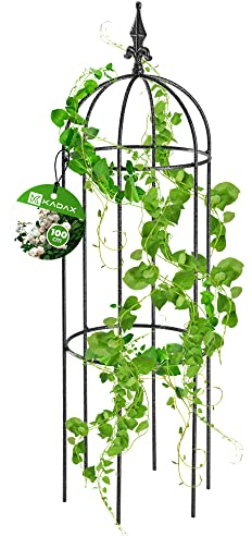 KADAX Rankobelisk aus pulverbeschichtetem Stahl, 3D-Rankobelisk, Rankhilfe, Obelisk, freistehende Ranksäule, Rankobelisk, Rankturm, Rankgitter (H: 100 cm, Rund)