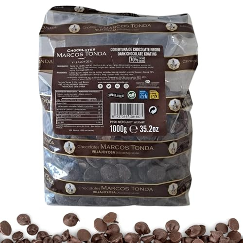 Pepitas De Chocolate Marcos Tonda - Pepitas Chocolate | Chocolate Negro 70% | Chocolates Originales Para Regalar | Chips De Chocolate 1000g | Desde 1793