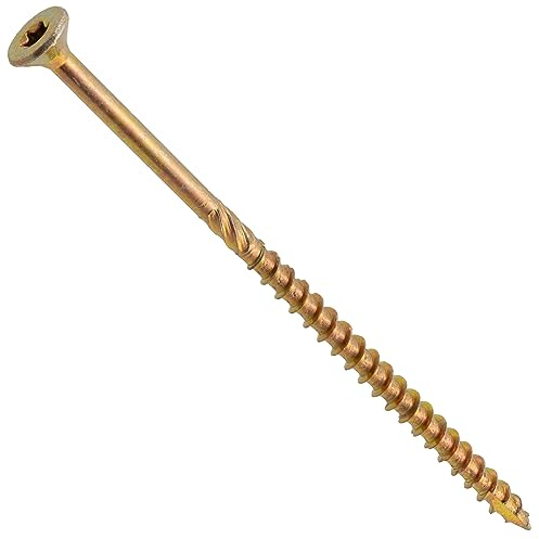 AERZETIX - Lot de 50 Vis à Bois Ø5x110 mm à Tête Fraisée - à Empreinte Étoile T25 - en Acier Zingué - Menuiserie Contreplaqué Aggloméré Mélaminé Terrasse Panneaux Chevrons Bastaings