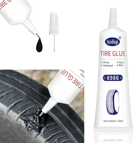 badaren Kit Riparazione Pneumatici, Colla per Pneumatici Adatta per Auto/Moto/Veicoli Elettrici/Biciclette - Ripara Rapidamente Crepe, Buchi e Desquamazione Dei Pneumatici - 110 ml