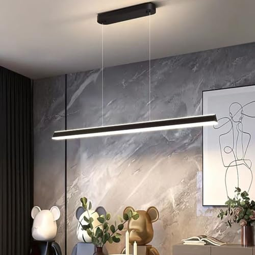 LED Hängeleuchte Büro pendellampe moderne Pendelleuchte minimalistische auf und ab beleuchtete Bar Theke Leuchte (schwarz, 80cm)