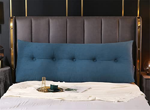 Großes, dreieckiges Kopfteilkissen, Wandkissen, Samt, dekoratives Keilkissen für den Körper, mit abnehmbarem Bezug, Blau, 200 cm