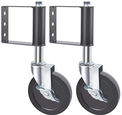KEESUNG Gefederte Torlaufrolle Lenkrollen, 2 Stück Tor Stützrad Gefedert 360° Schiebetorrolle Rollen Schwerlast Transportrollen Lenkrolle Torrolle für Gartentor, Bauernhof, bis 50kg Tragfähigkeit